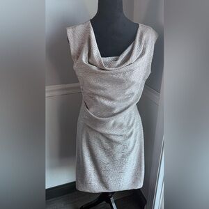 Scarlett Metallic Cowl Neck Sheath Dress